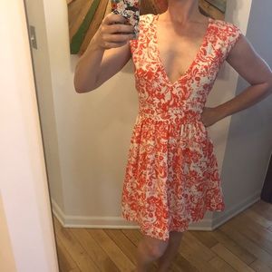 Adorable ModCloth coral and white mini dress